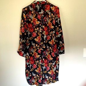 TIMING Lg long side split blouse roll up sleeves